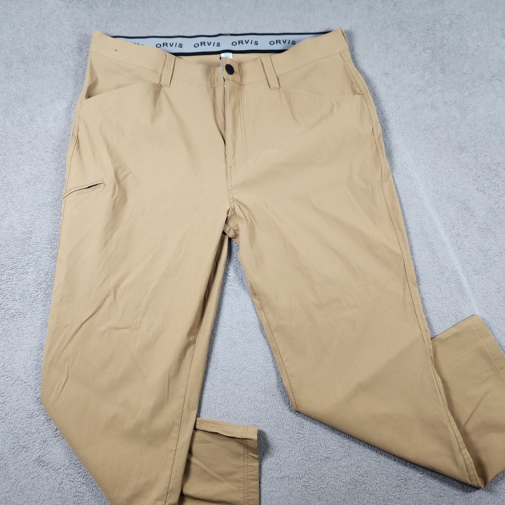 Orvis Performance Stretch Water Repellent Pants Mens 40x30 Tan Khaki